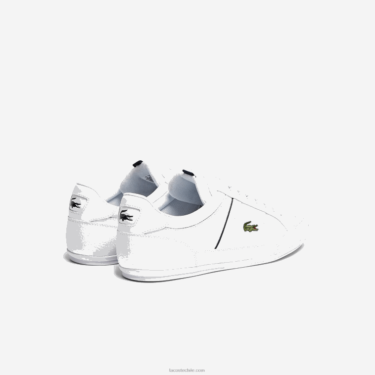 hombres Lacoste blanco y azul marino 042 zapatillas chaymon de piel y material sintético N6XZ21713