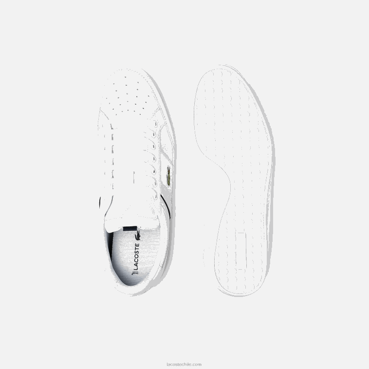 hombres Lacoste blanco y azul marino 042 zapatillas chaymon de piel y material sintético N6XZ21713