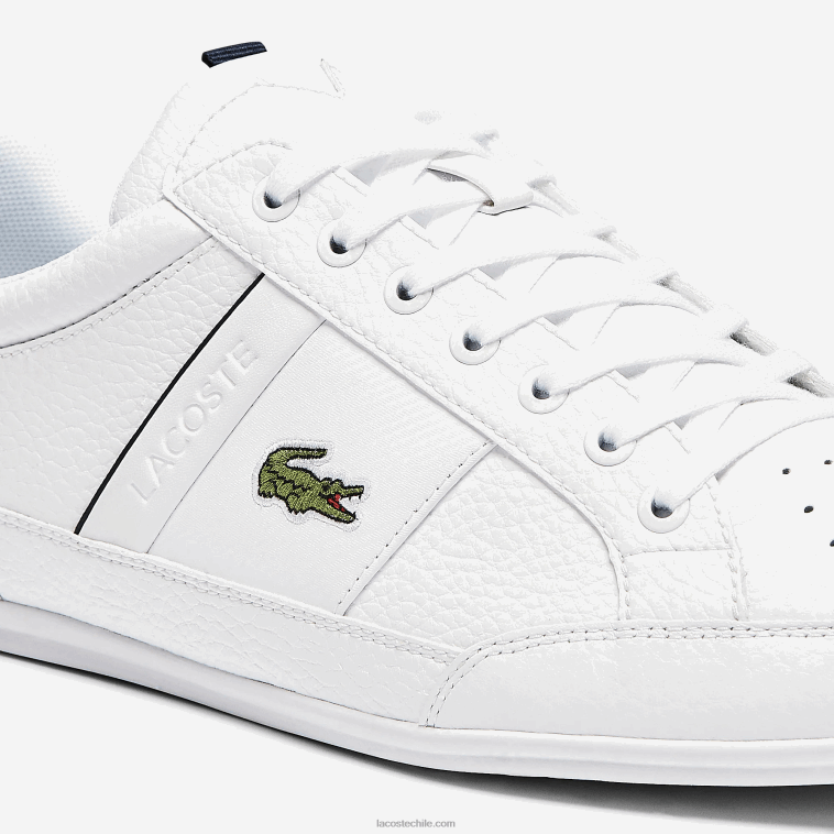 hombres Lacoste blanco y azul marino 042 zapatillas chaymon de piel y material sintético N6XZ21713