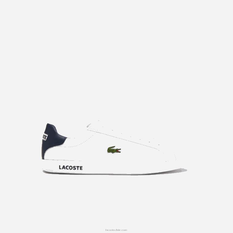 hombres Lacoste blanco y azul marino 042 zapatillas graduadas de piel N6XZ21912