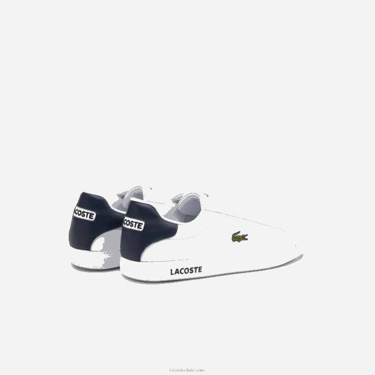 hombres Lacoste blanco y azul marino 042 zapatillas graduadas de piel N6XZ21912