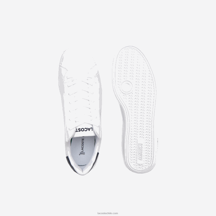 hombres Lacoste blanco y azul marino 042 zapatillas graduadas de piel N6XZ21912