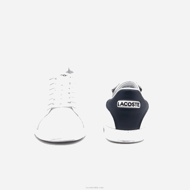 hombres Lacoste blanco y azul marino 042 zapatillas graduadas de piel N6XZ21912