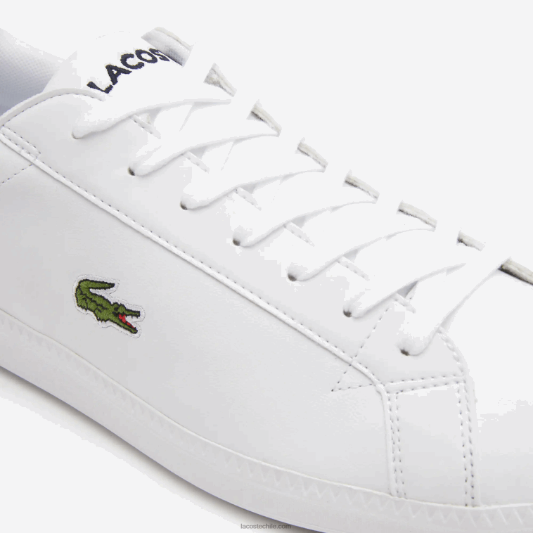 hombres Lacoste blanco y azul marino 042 zapatillas graduadas de piel N6XZ21912
