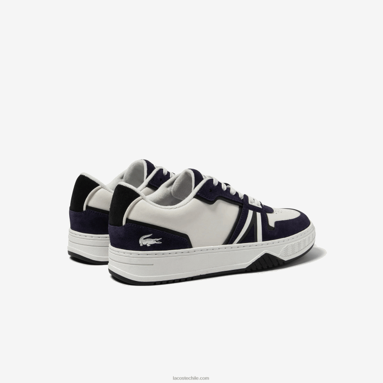 hombres Lacoste blanco y azul marino 042 zapatillas l001 de piel N6XZ21752