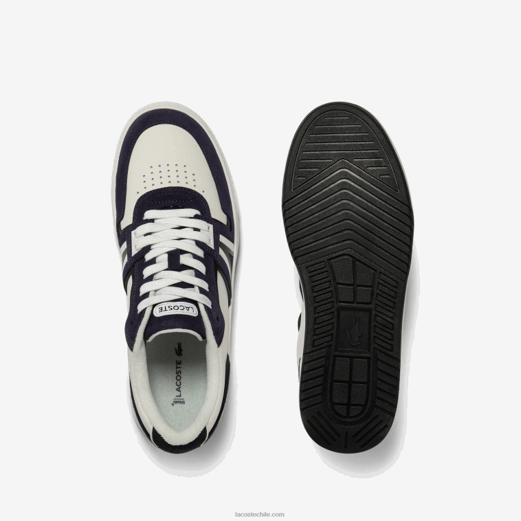 hombres Lacoste blanco y azul marino 042 zapatillas l001 de piel N6XZ21752