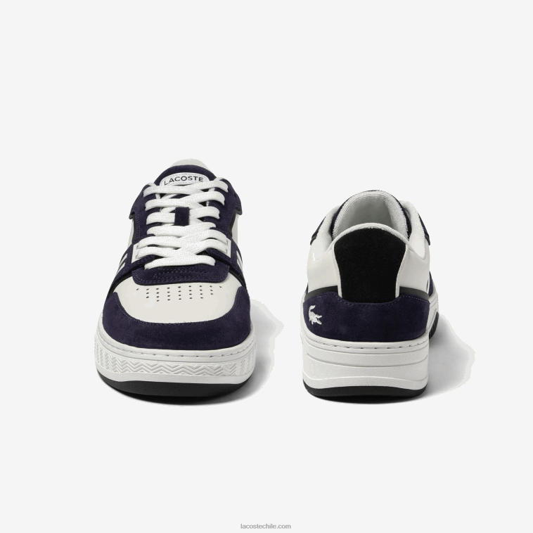 hombres Lacoste blanco y azul marino 042 zapatillas l001 de piel N6XZ21752