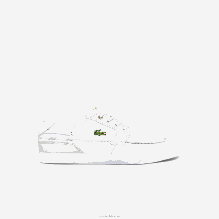 hombres Lacoste blanco y hueso 65t Náuticos bayliss de piel y sintético N6XZ21802
