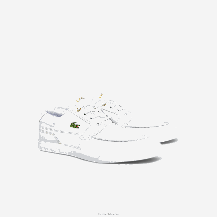 hombres Lacoste blanco y hueso 65t Náuticos bayliss de piel y sintético N6XZ21802
