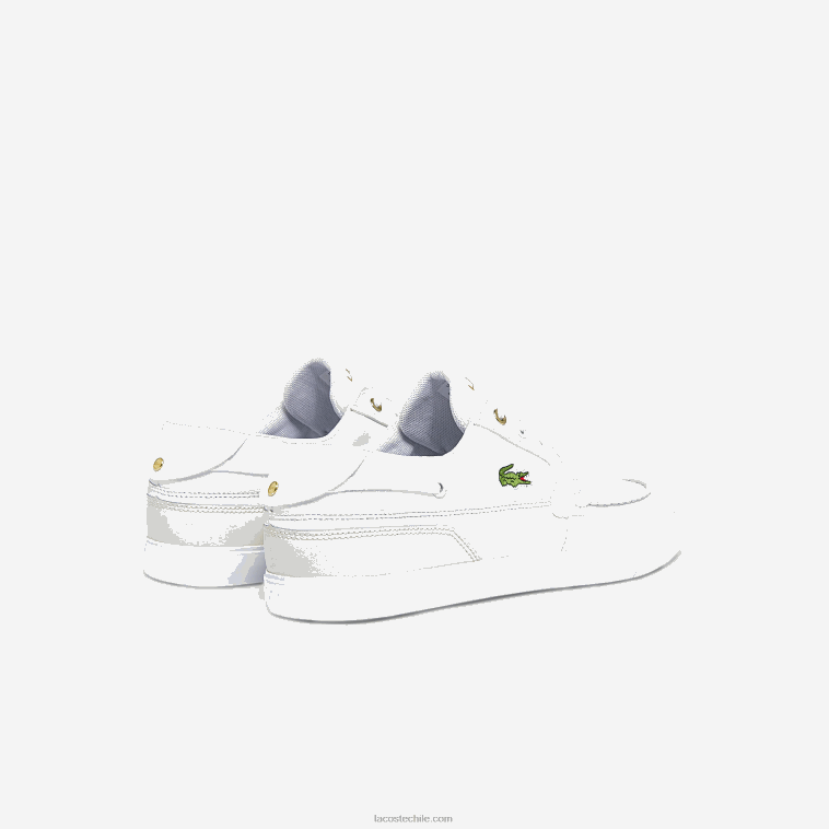 hombres Lacoste blanco y hueso 65t Náuticos bayliss de piel y sintético N6XZ21802