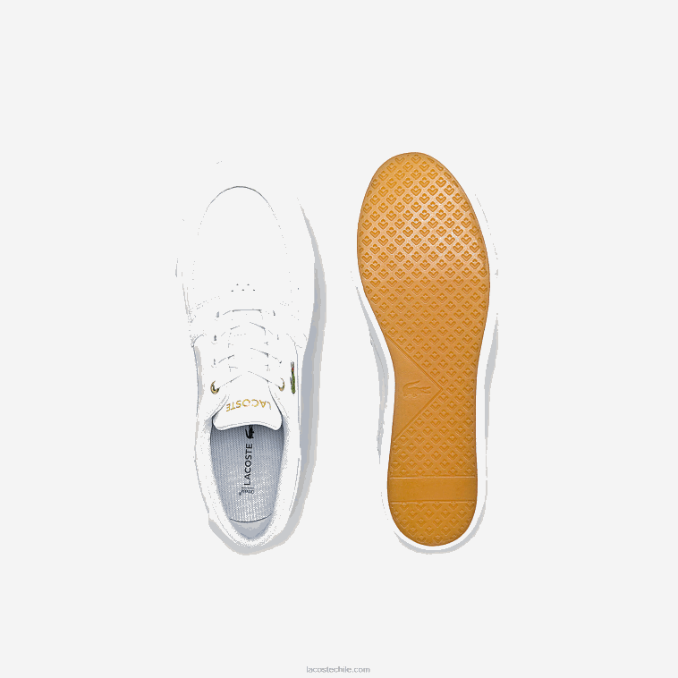 hombres Lacoste blanco y hueso 65t Náuticos bayliss de piel y sintético N6XZ21802