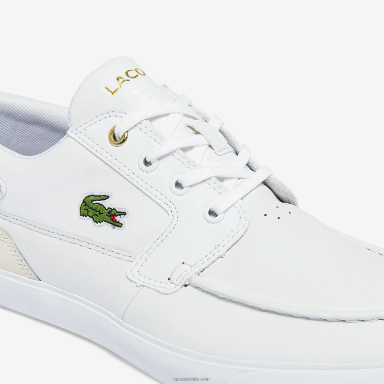 hombres Lacoste blanco y hueso 65t Náuticos bayliss de piel y sintético N6XZ21802