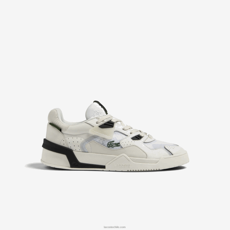 hombres Lacoste blanco y hueso 65t zapatillas lt125 de piel N6XZ21730