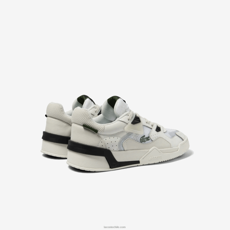 hombres Lacoste blanco y hueso 65t zapatillas lt125 de piel N6XZ21730