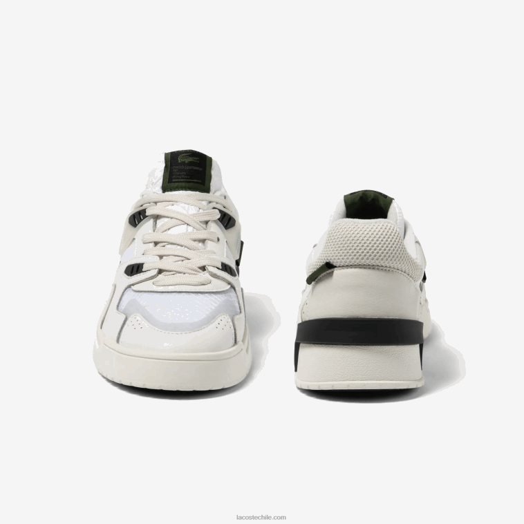 hombres Lacoste blanco y hueso 65t zapatillas lt125 de piel N6XZ21730