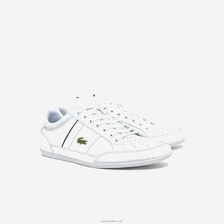 hombres Lacoste blanco y negro 147 zapatillas chaymon de piel y sintético N6XZ21724