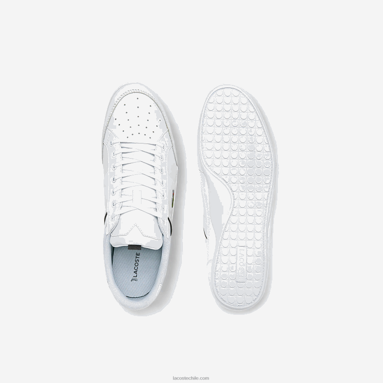 hombres Lacoste blanco y negro 147 zapatillas chaymon de piel y sintético N6XZ21724