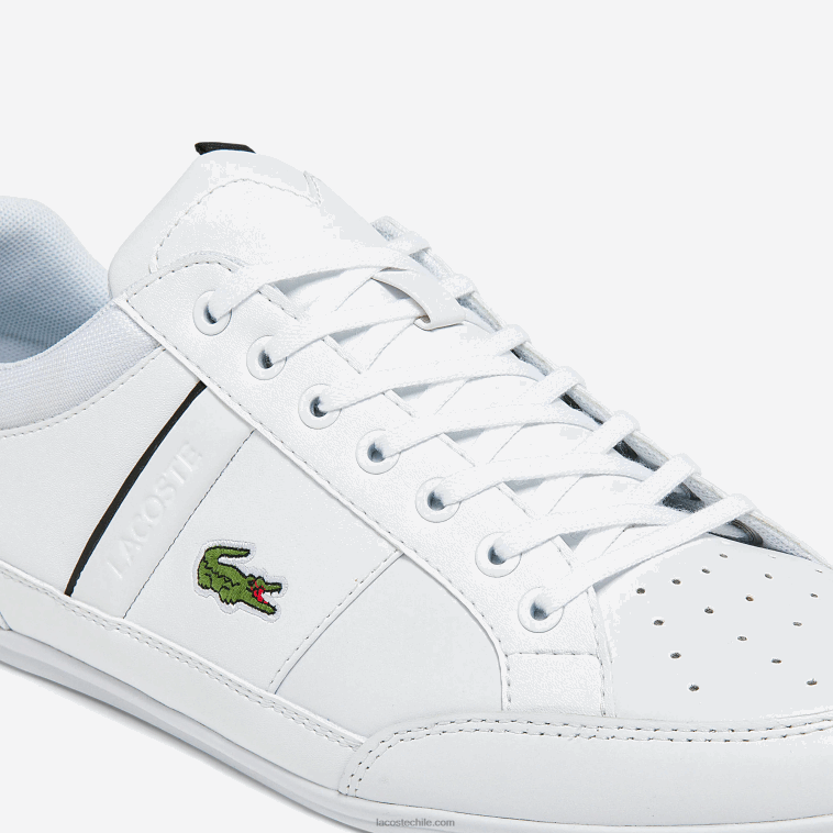 hombres Lacoste blanco y negro 147 zapatillas chaymon de piel y sintético N6XZ21724