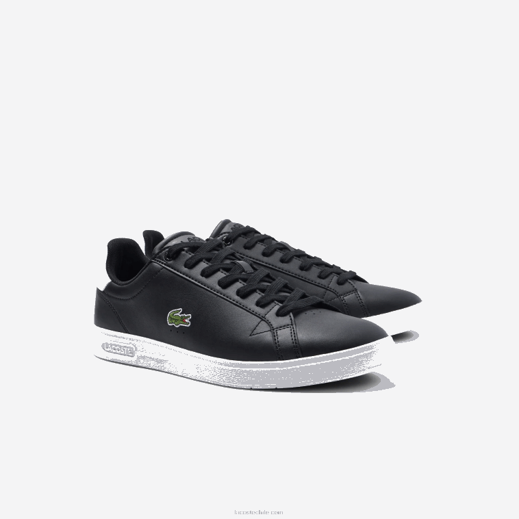 hombres Lacoste blanco y negro 312 tenis Graduate Pro de piel N6XZ21909