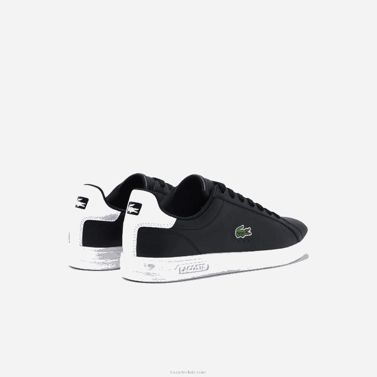 hombres Lacoste blanco y negro 312 tenis Graduate Pro de piel N6XZ21909