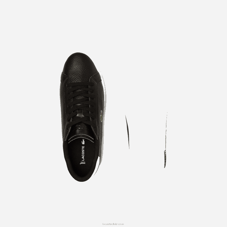 hombres Lacoste blanco y negro 312 zapatillas powercourt de piel N6XZ21805