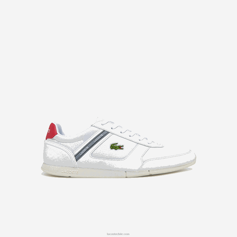 hombres Lacoste blanco y rojo 286 tenis menerva sport con detalle de cuero y tela N6XZ21704