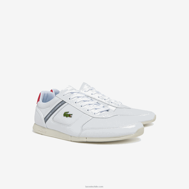 hombres Lacoste blanco y rojo 286 tenis menerva sport con detalle de cuero y tela N6XZ21704