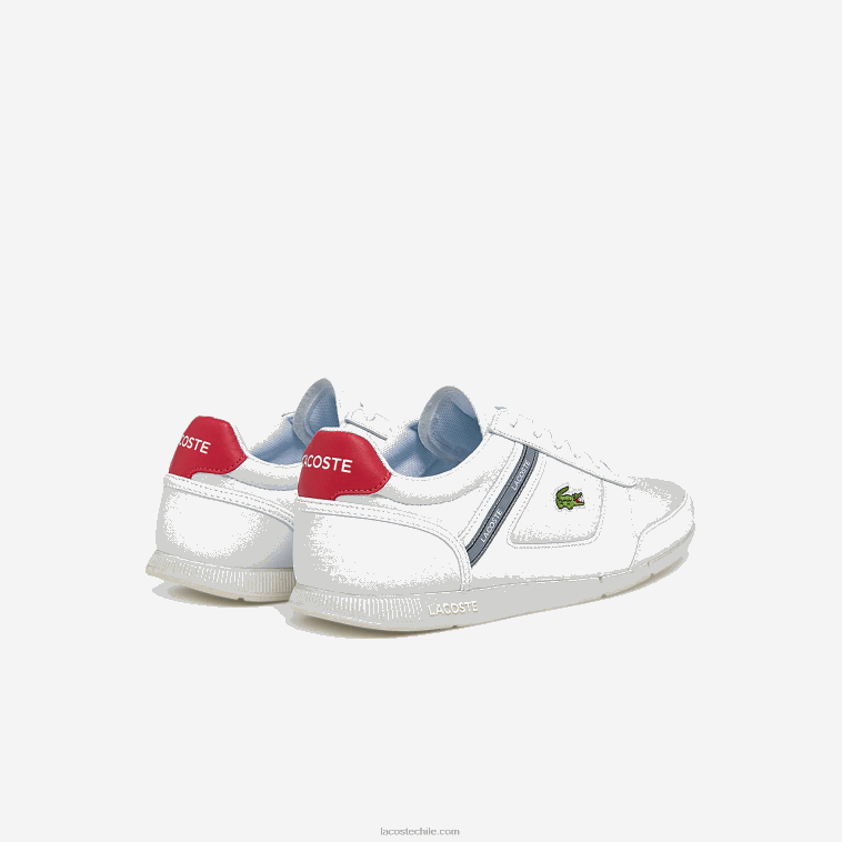hombres Lacoste blanco y rojo 286 tenis menerva sport con detalle de cuero y tela N6XZ21704