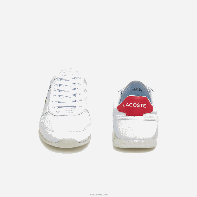 hombres Lacoste blanco y rojo 286 tenis menerva sport con detalle de cuero y tela N6XZ21704