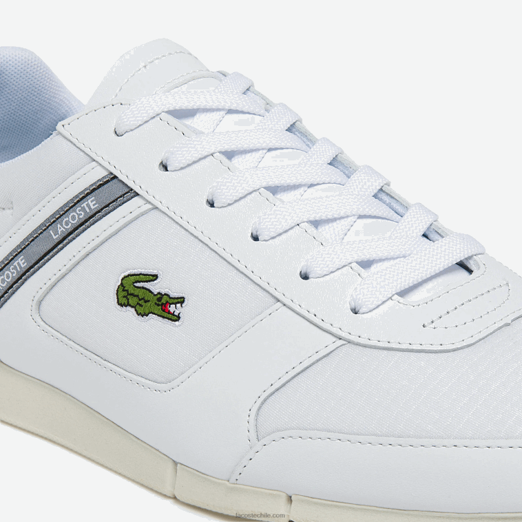 hombres Lacoste blanco y rojo 286 tenis menerva sport con detalle de cuero y tela N6XZ21704