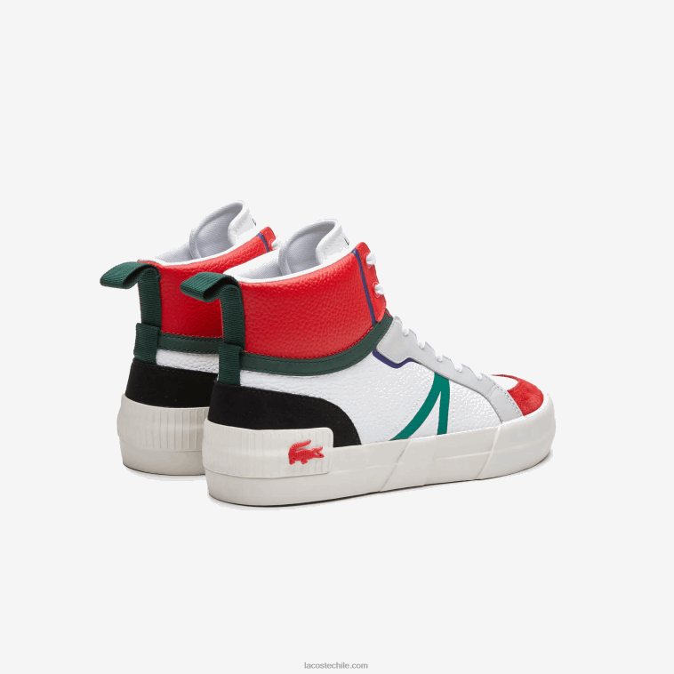 hombres Lacoste blanco y rojo 286 zapatillas l004 mid de piel N6XZ21794