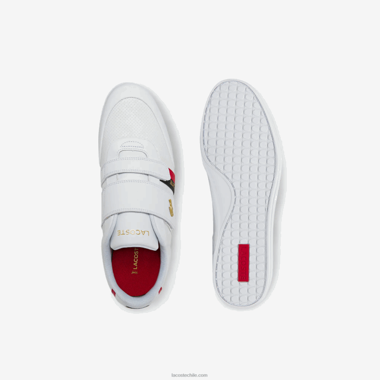 hombres Lacoste blanco y rojo 286 zapatillas misano de piel y material sintético N6XZ21878