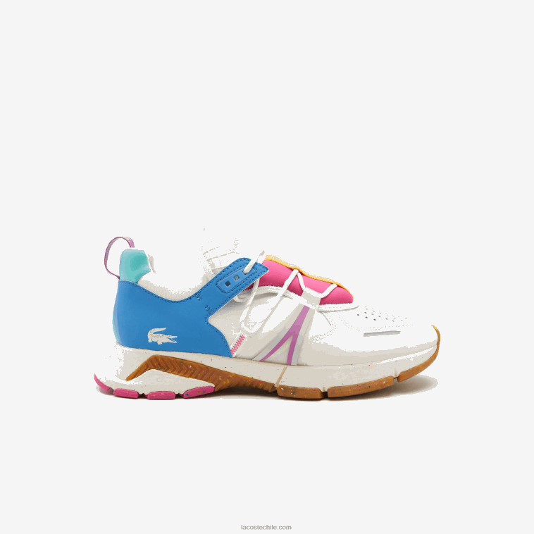 hombres Lacoste blanco y rosa b53 zapatillas l003 ecotextil N6XZ21842