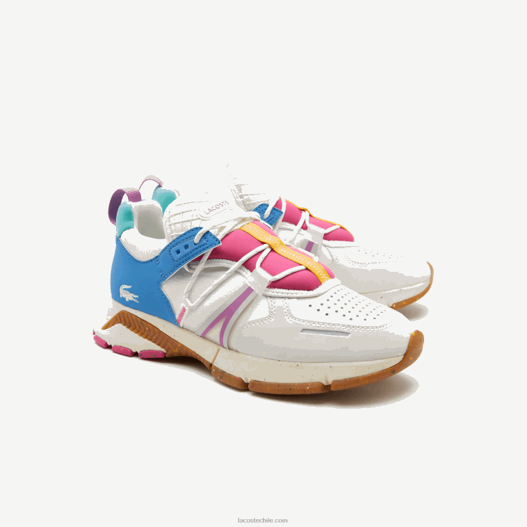 hombres Lacoste blanco y rosa b53 zapatillas l003 ecotextil N6XZ21842