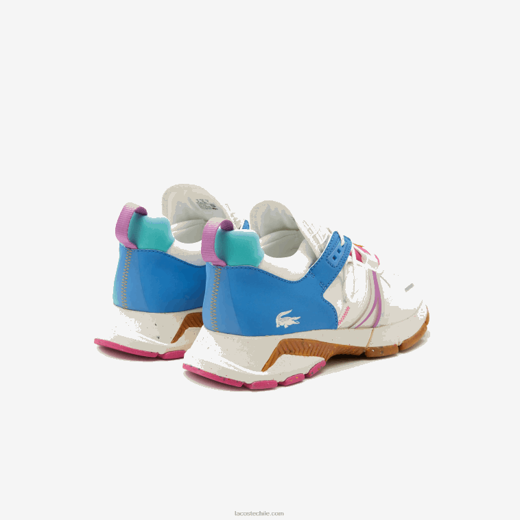 hombres Lacoste blanco y rosa b53 zapatillas l003 ecotextil N6XZ21842