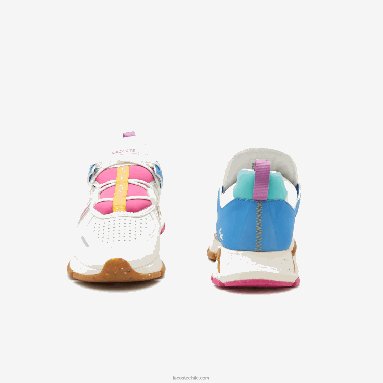 hombres Lacoste blanco y rosa b53 zapatillas l003 ecotextil N6XZ21842