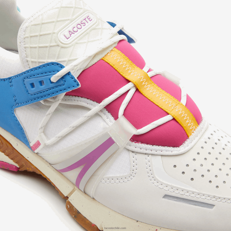 hombres Lacoste blanco y rosa b53 zapatillas l003 ecotextil N6XZ21842