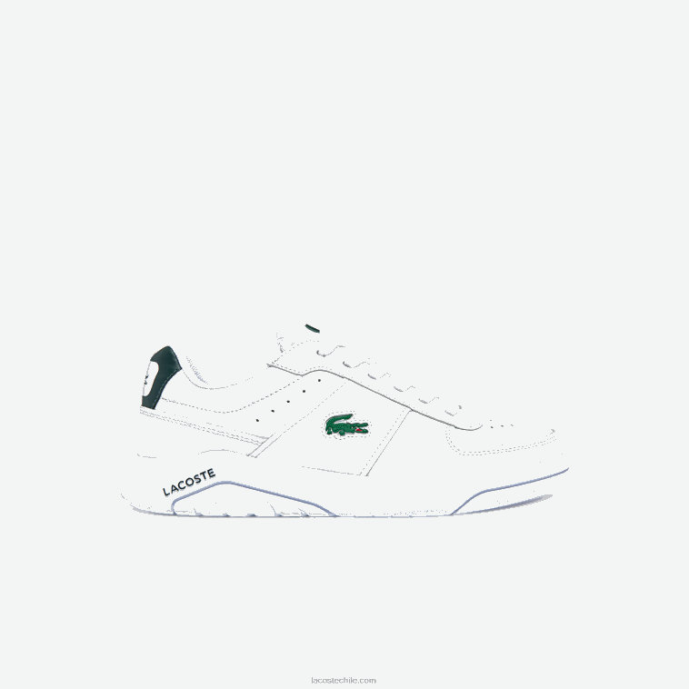 hombres Lacoste blanco y verde oscuro 1r5 zapatillas Game Advance de piel N6XZ21916