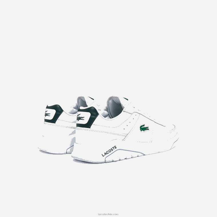 hombres Lacoste blanco y verde oscuro 1r5 zapatillas Game Advance de piel N6XZ21916