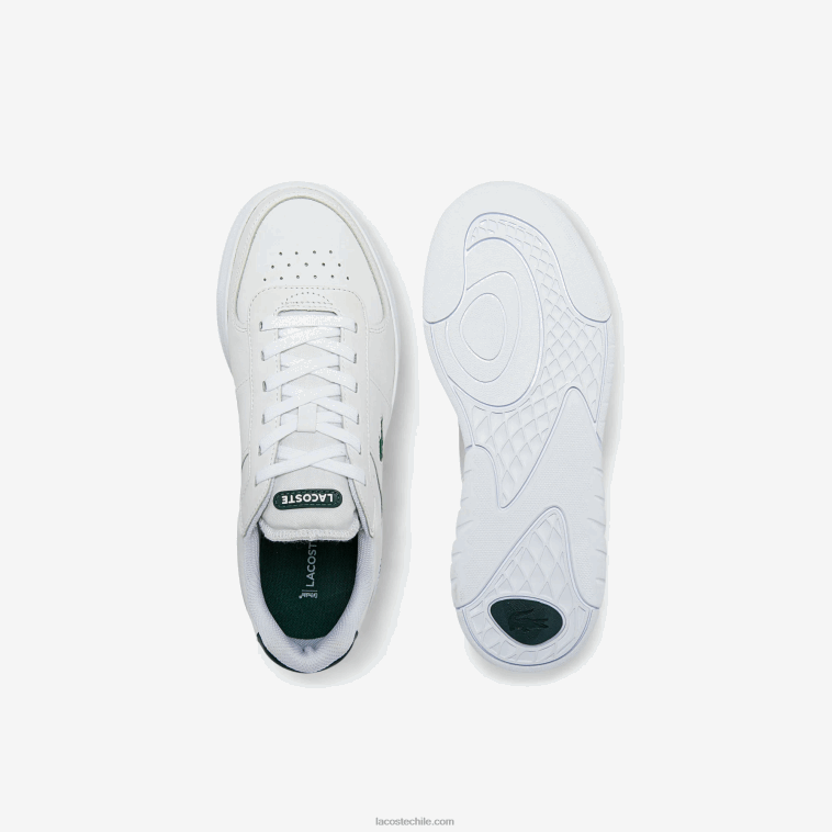 hombres Lacoste blanco y verde oscuro 1r5 zapatillas Game Advance de piel N6XZ21916