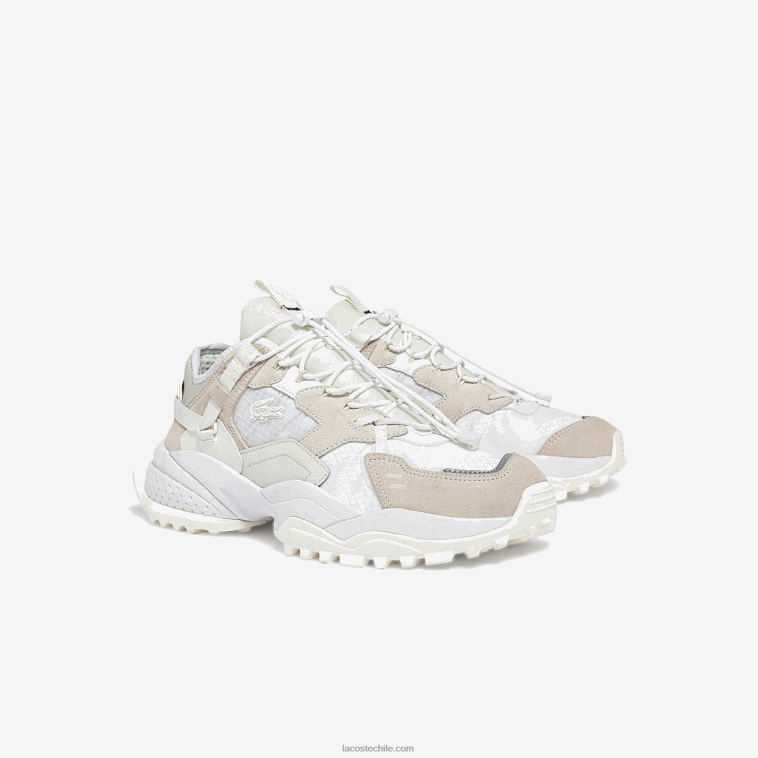 hombres Lacoste blanquecino 18c zapatillas l-guard breaker de tejido y piel N6XZ21859