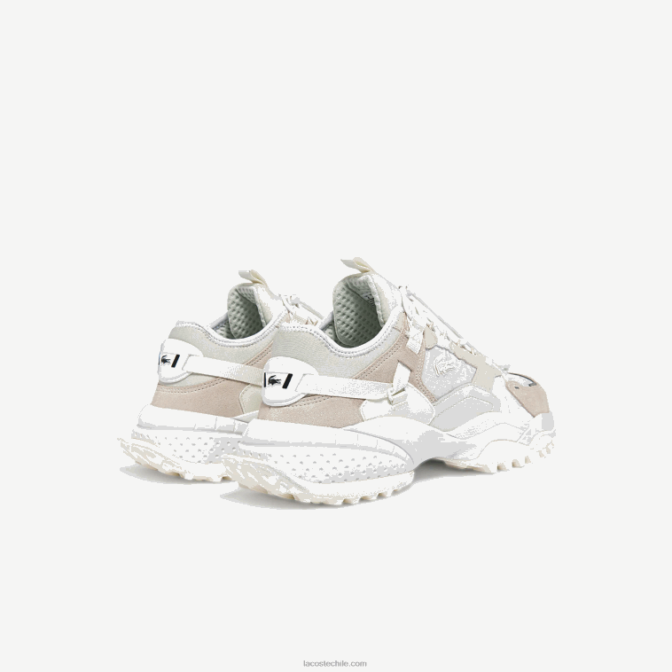 hombres Lacoste blanquecino 18c zapatillas l-guard breaker de tejido y piel N6XZ21859