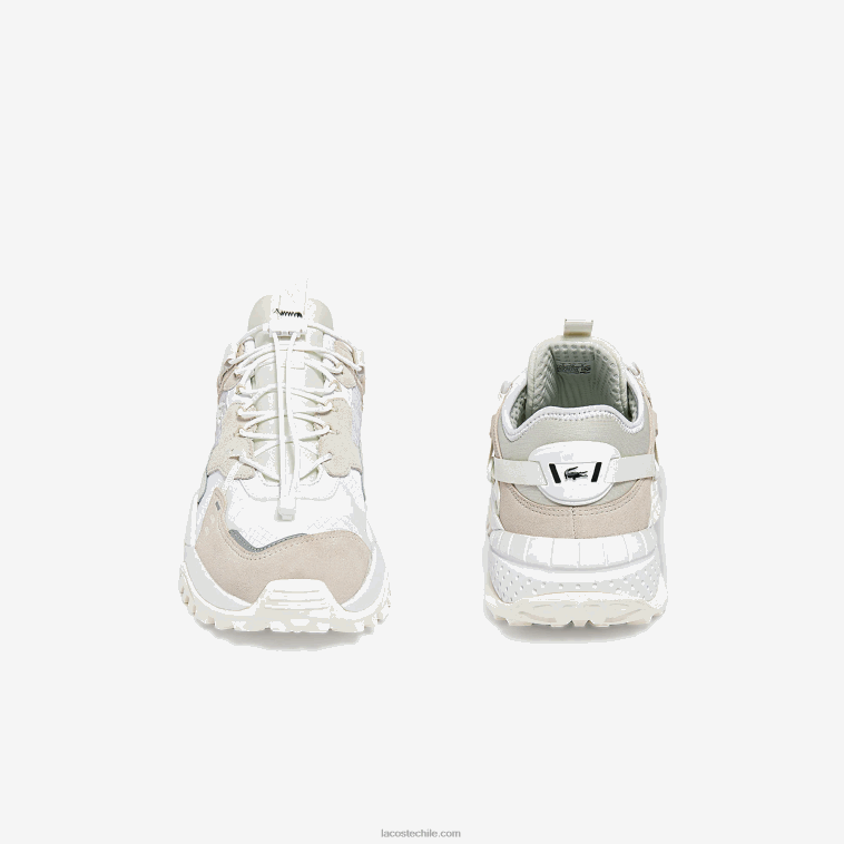 hombres Lacoste blanquecino 18c zapatillas l-guard breaker de tejido y piel N6XZ21859