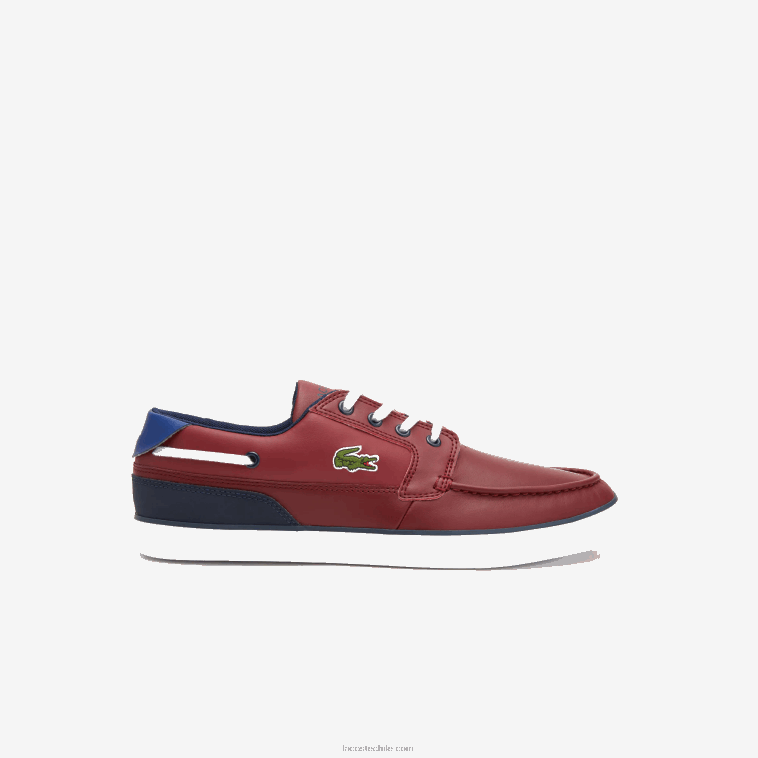 hombres Lacoste burdeos blanco 2h2 náuticos bayliss deck sintéticos en contraste de color N6XZ21784