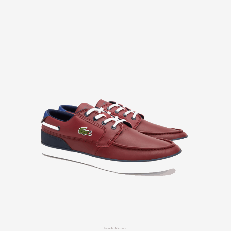 hombres Lacoste burdeos blanco 2h2 náuticos bayliss deck sintéticos en contraste de color N6XZ21784