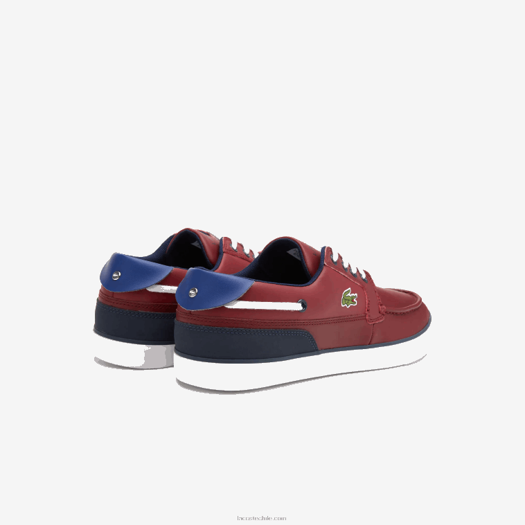 hombres Lacoste burdeos blanco 2h2 náuticos bayliss deck sintéticos en contraste de color N6XZ21784