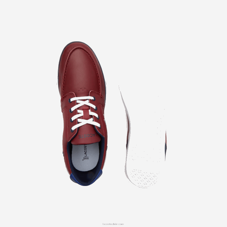 hombres Lacoste burdeos blanco 2h2 náuticos bayliss deck sintéticos en contraste de color N6XZ21784