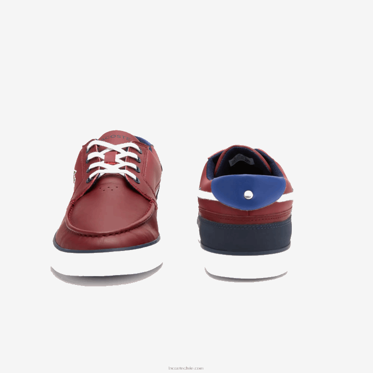 hombres Lacoste burdeos blanco 2h2 náuticos bayliss deck sintéticos en contraste de color N6XZ21784