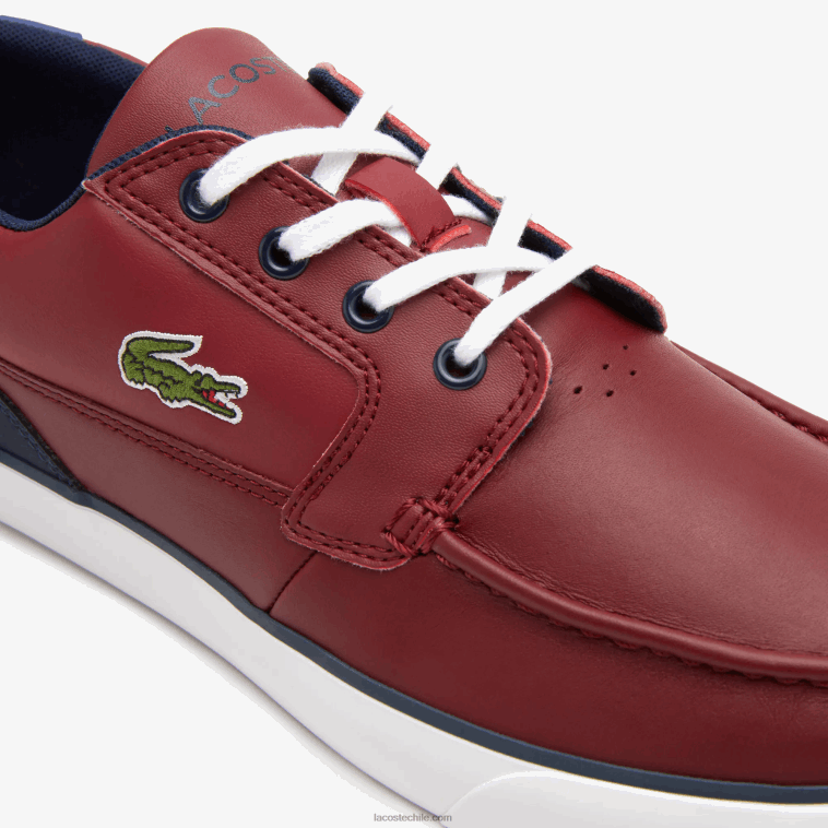 hombres Lacoste burdeos blanco 2h2 náuticos bayliss deck sintéticos en contraste de color N6XZ21784