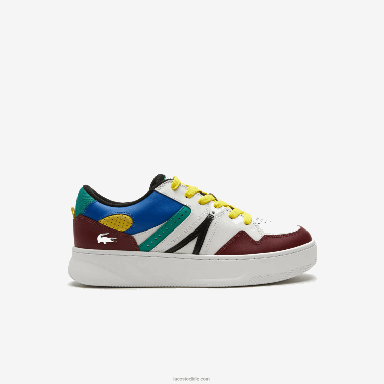 hombres Lacoste burdeos blanco 2h2 zapatillas l005 de piel N6XZ21822